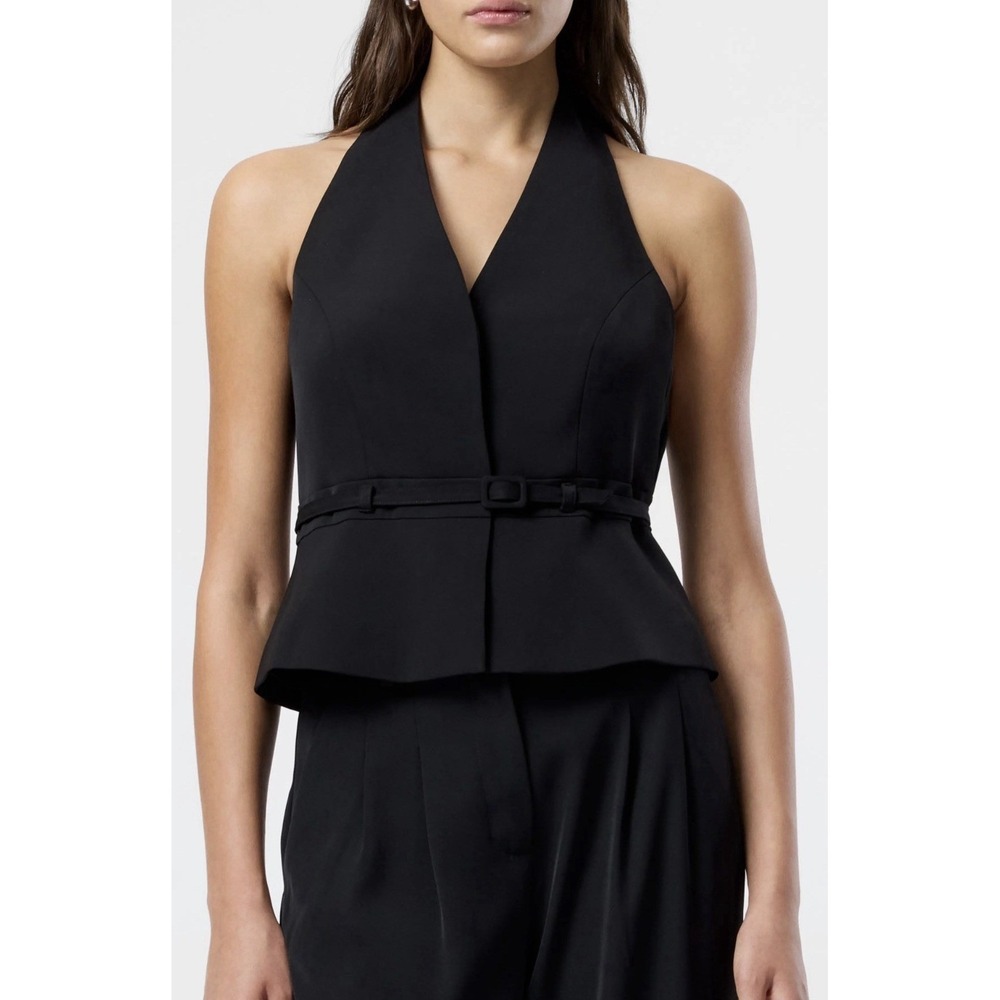 French Connection Harry Belted Suiting Halter Top Black
